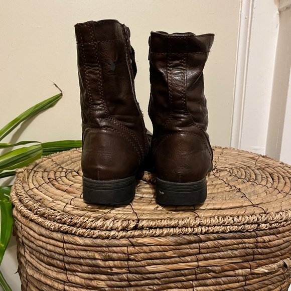 Brown Leather Combat Boots - Picture 3 of 6